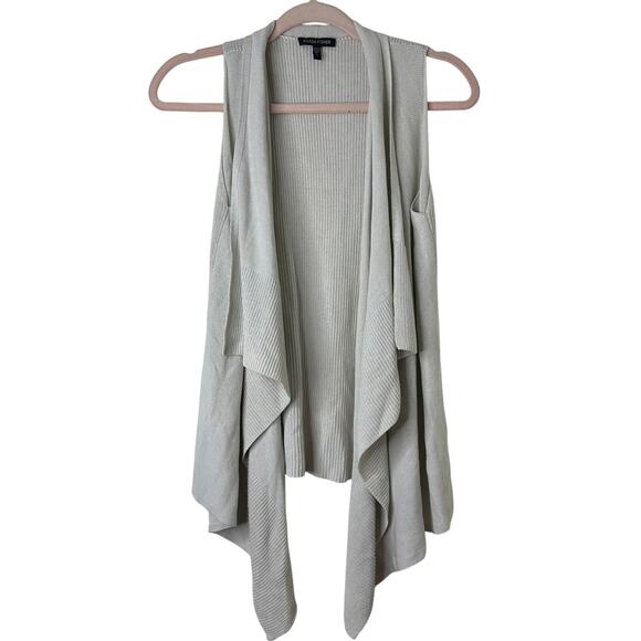 Sm Eileen Fisher Beige Silk Blend Waterfall Open Front Knit Vest Quiet Luxury - Picture 1 of 6